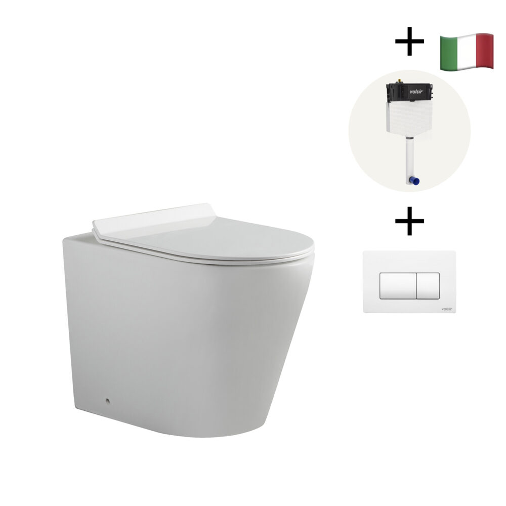 ARUVO™ In-Wall Floor Mount Rimless Rosso Toilet | Made in Italy Valsir Tropea S Cistern - Image 3