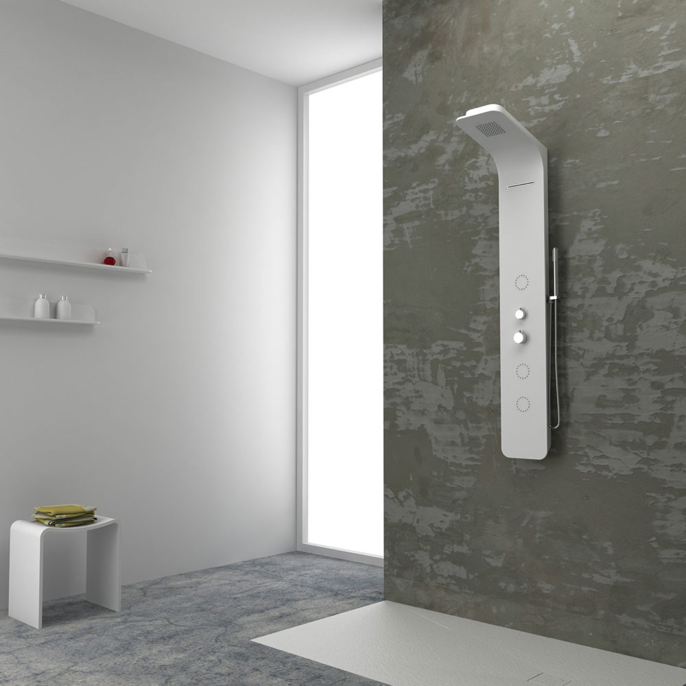 LUXE Composite Stone Shower Unit | Matte White