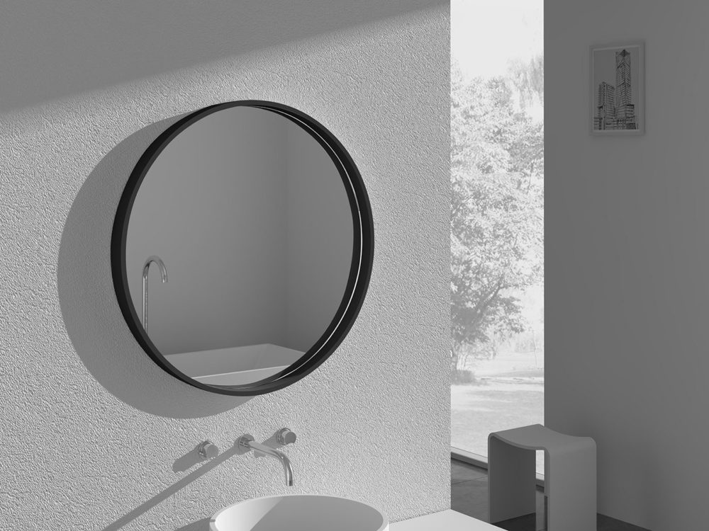 ARUVO™ PURITY Composite Stone Framed Round Mirror 850mm - Image 8