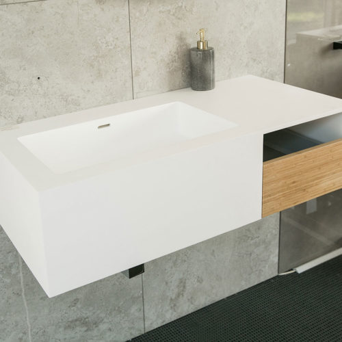 ARUVO™ CUBIC Composite Stone Wall-mounted Basin | W900mm