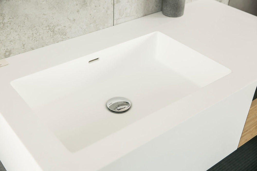 ARUVO™ CUBIC Composite Stone Wall-mounted Basin | W900mm - Image 2