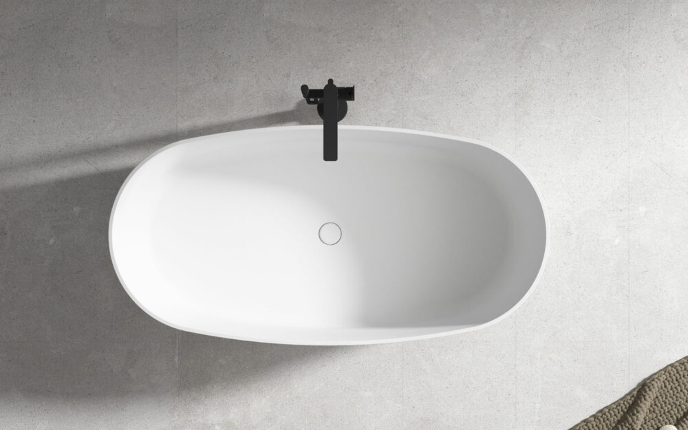 ARUVO™ GRETA Composite Stone Freestanding Bath L1600mm - Image 3
