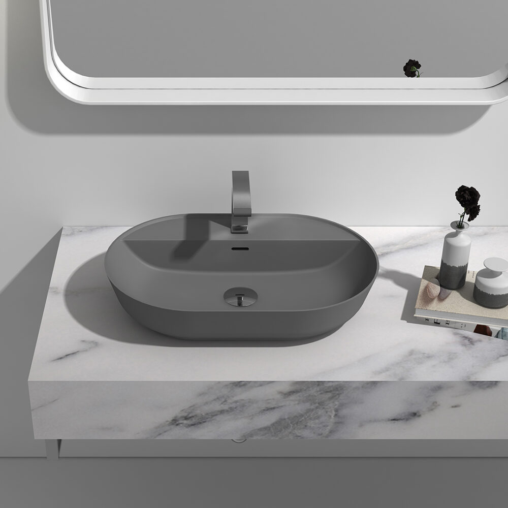 ARUVO™ GELATO Composite Stone Countertop Basin | Matte Grey
