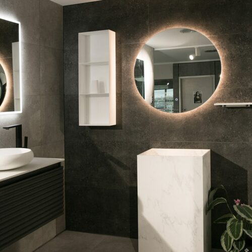 ARUVO™ AMBIANCE Frameless Backlit Round Mirror w/ Led Light & Demister