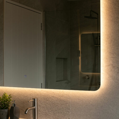 ARUVO™ AMBIANCE Frameless Backlit Rectangle Mirror w/ Led Light & Demister