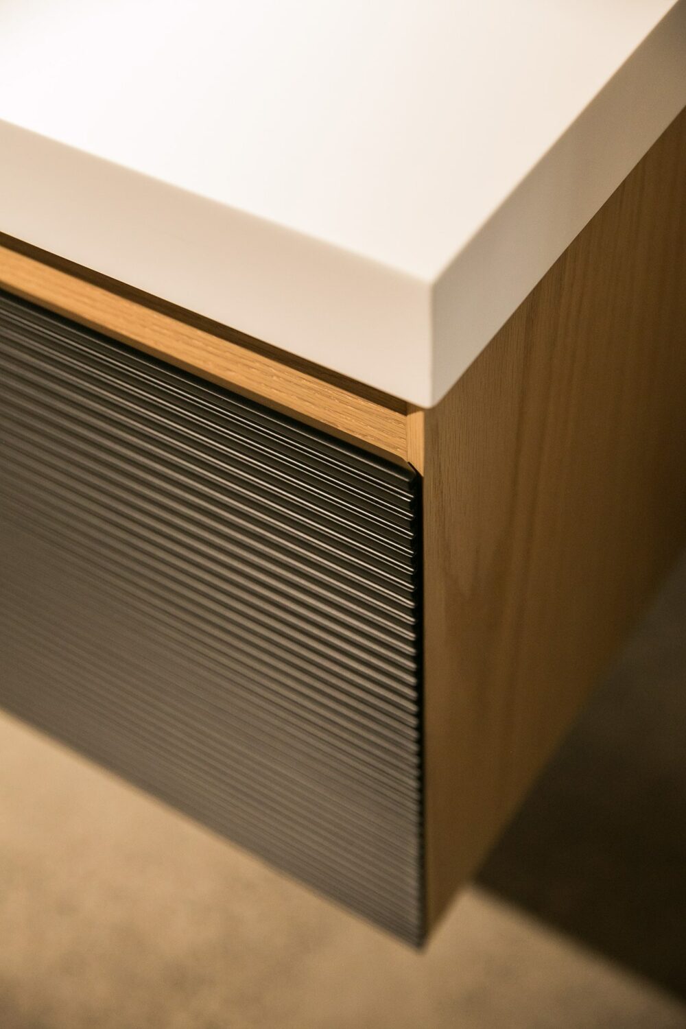 ARUVO™ BECA Collection Plywood Vanity Matte Black & Oak W900mm | Basin Options - Image 3