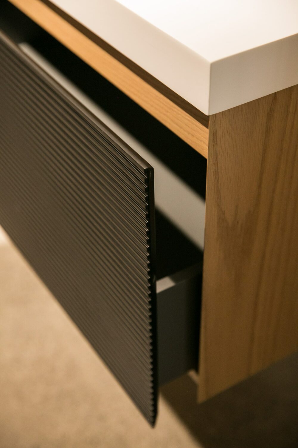 ARUVO™ BECA Collection Plywood Vanity Matte Black & Oak W900mm | Basin Options - Image 4