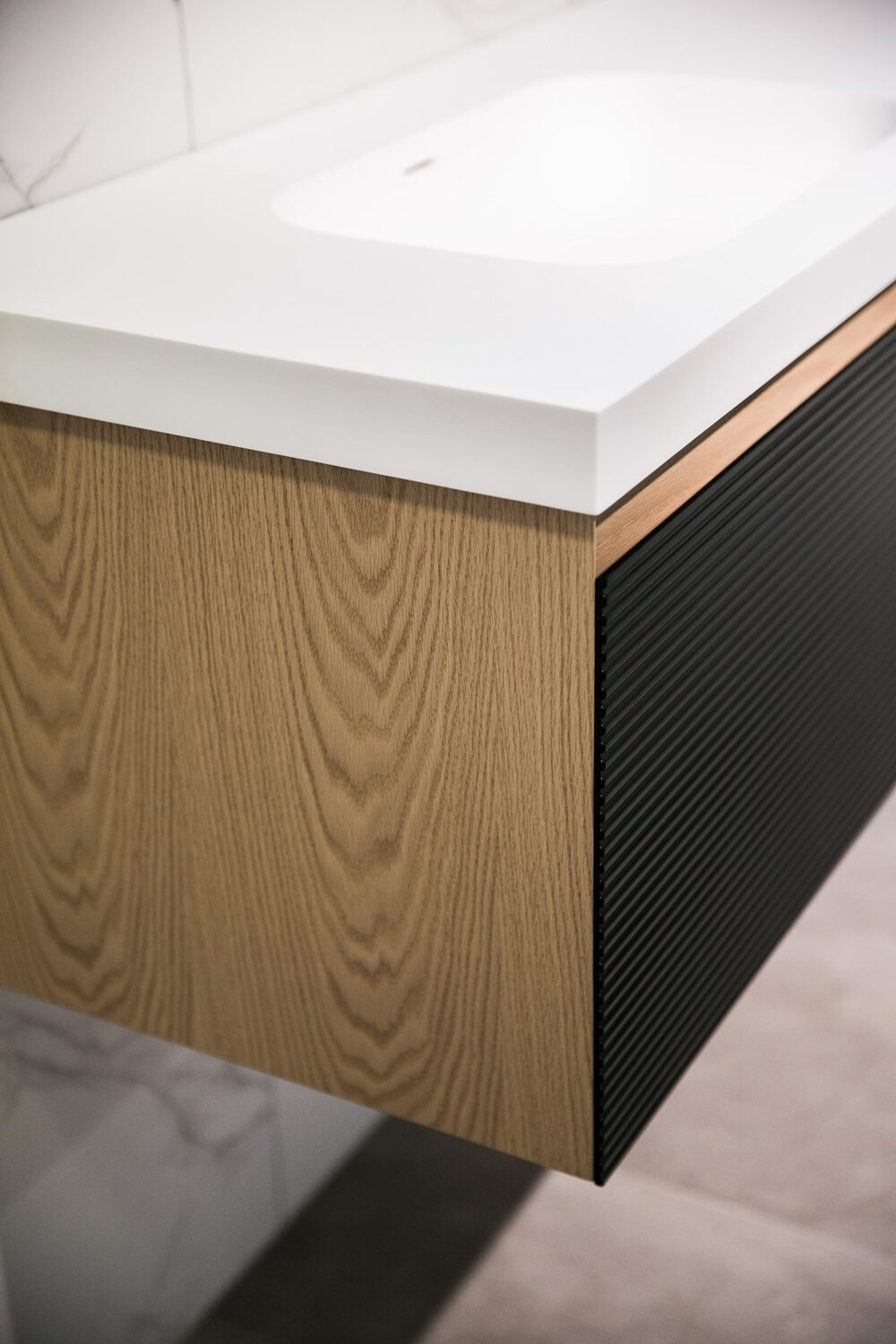 ARUVO™ BECA Collection Plywood Vanity Matte Black & Oak W1800mm | Basin Options - Image 3