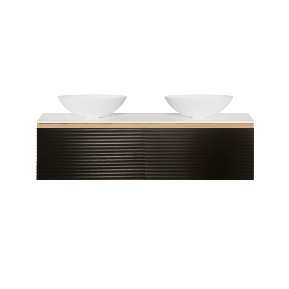 ARUVO™ BECA Collection Plywood Vanity Matte Black & Oak W1500mm | Basin Options - Image 10