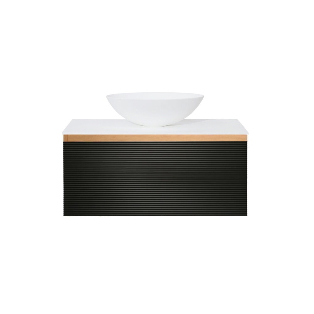 ARUVO™ BECA Collection Plywood Vanity Matte Black & Oak W900mm | Basin Options - Image 11