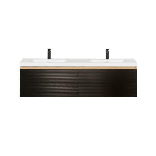 ARUVO™ BECA Collection Plywood Vanity Matte Black & Oak W1500mm | Basin Options