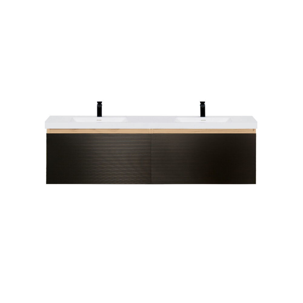 ARUVO™ BECA Collection Plywood Vanity Matte Black & Oak W1800mm | Basin Options - Image 9