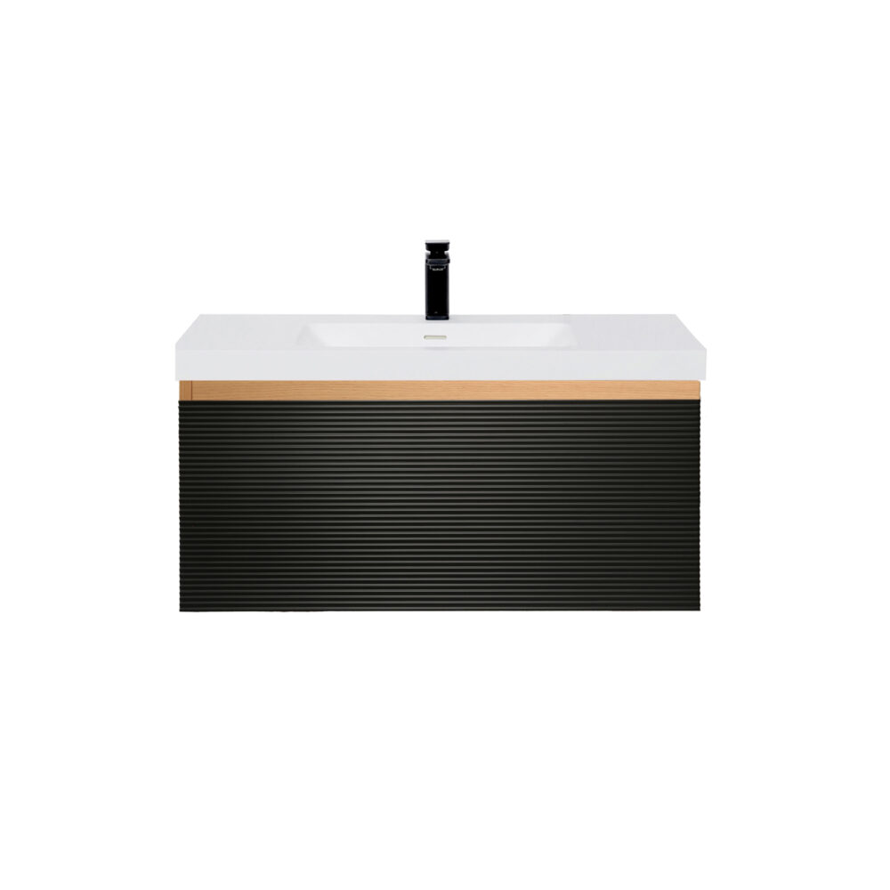 ARUVO™ BECA Collection Plywood Vanity Matte Black & Oak W900mm | Basin Options - Image 10
