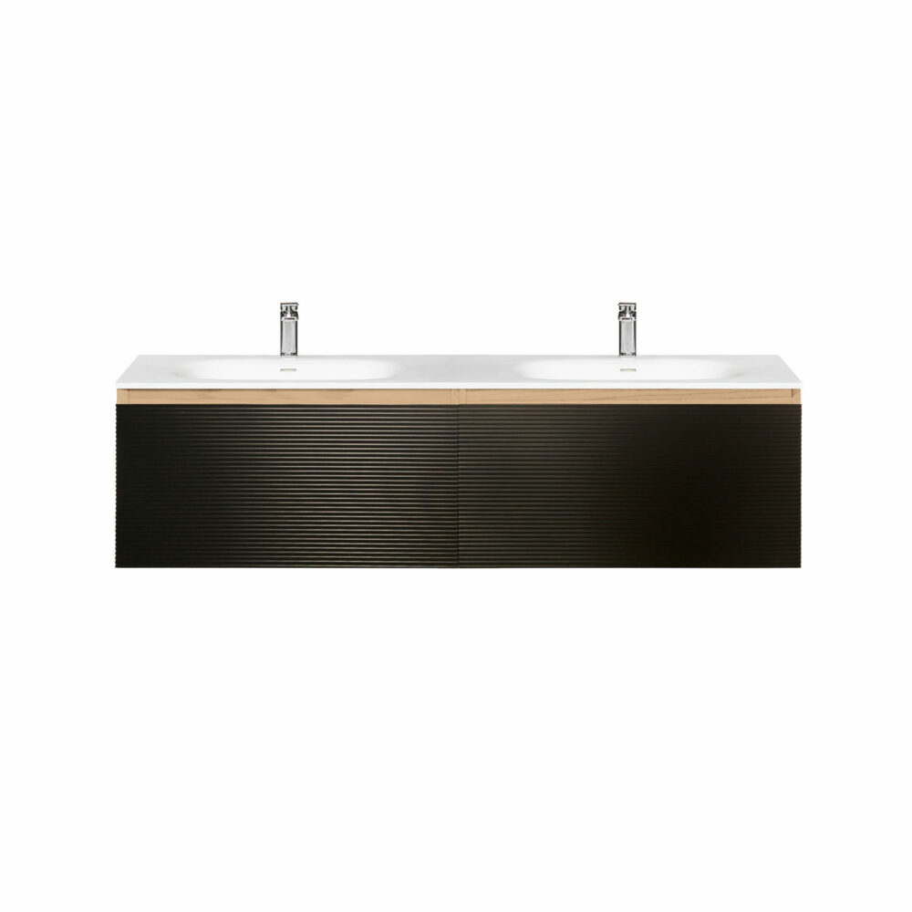 ARUVO™ BECA Collection Plywood Vanity Matte Black & Oak W1500mm | Basin Options - Image 7