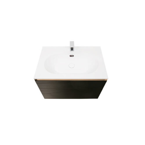ARUVO™ BECA Collection Plywood Vanity Matte Black & Oak W750mm | Basin Options