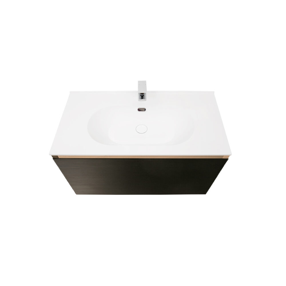 ARUVO™ BECA Collection Plywood Vanity Matte Black & Oak W900mm | Basin Options - Image 8