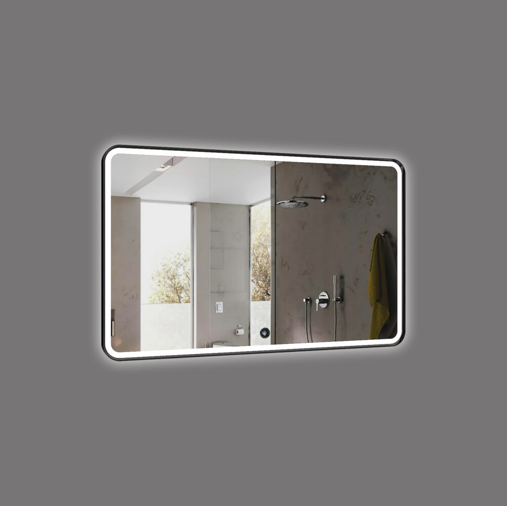 ARUVO™ ONYX Black Metal Framed Rectangle Mirror w/ Led Light & Demister 1200mm | MFS1200 - Image 4