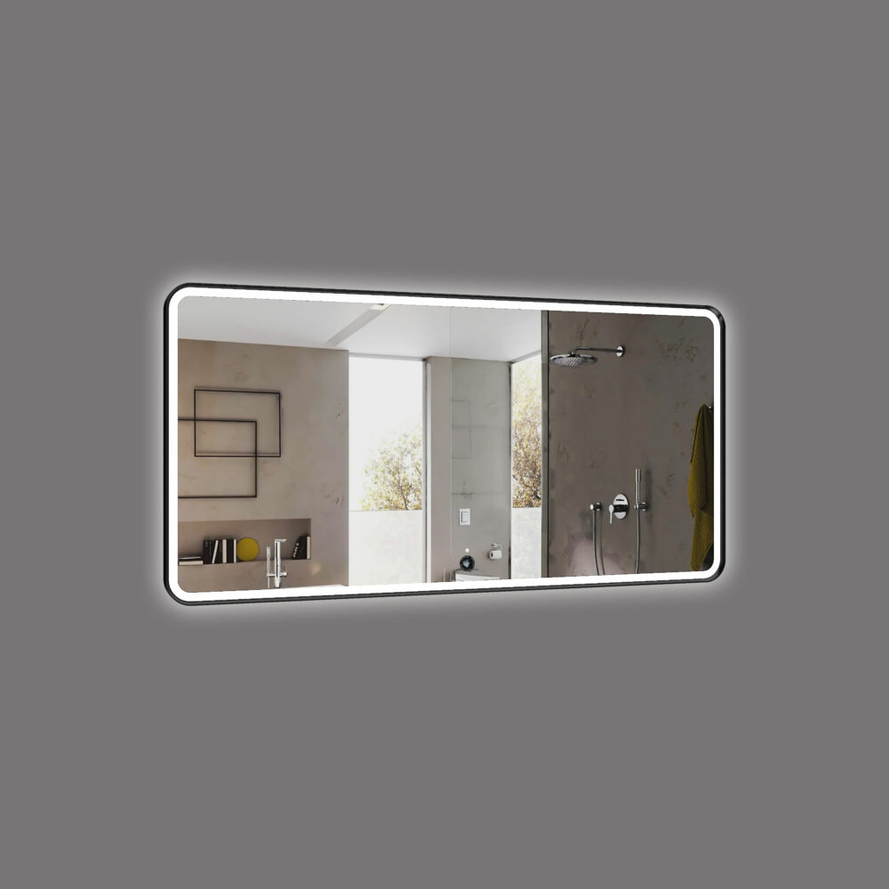 ARUVO™ ONYX Black Metal Framed Rectangle Mirror w/ Led Light & Demister 1500mm | MFS1500 - Image 4
