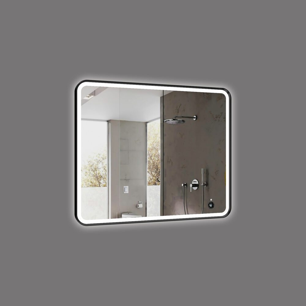 ARUVO™ ONYX Black Metal Framed Rectangle Mirror w/ Led Light & Demister 750/900mm | MFS750/900 - Image 5