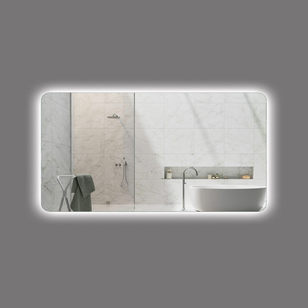 ARUVO™ AMBIANCE Frameless Backlit Rectangle Mirror w/ Led Light & Demister - Image 5