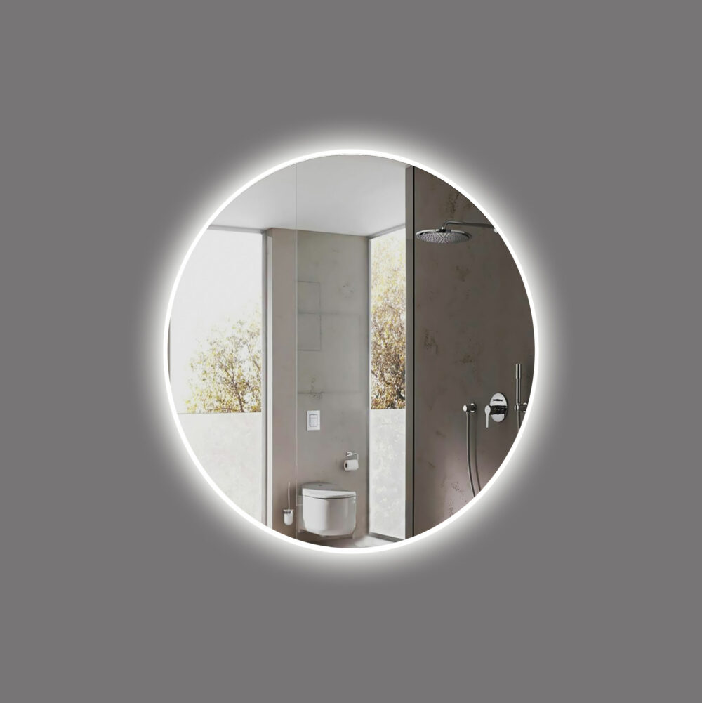 ARUVO™ AMBIANCE Frameless Backlit Round Mirror w/ Led Light & Demister - Image 10