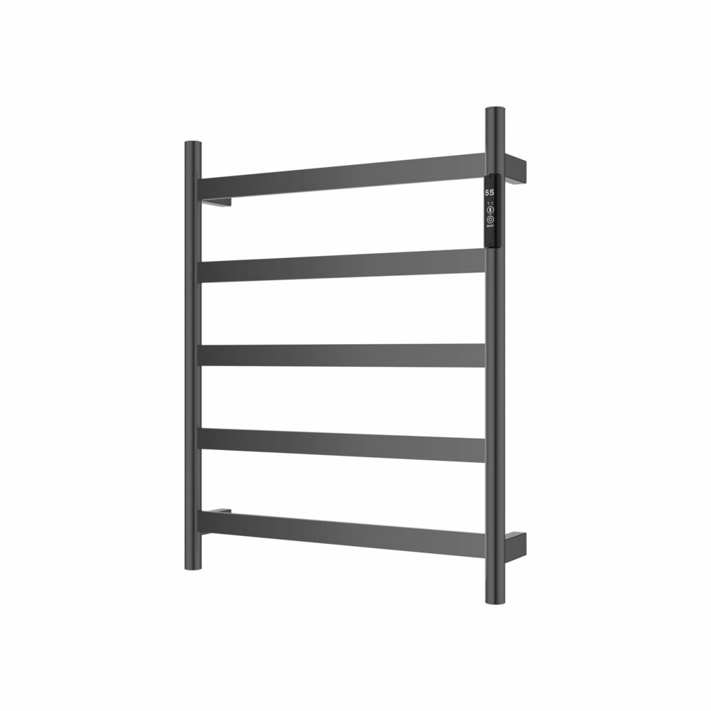 ARUVO™ AMAIA Innovative Heated Towel Rail 5 Bar with Timer and Temperature Setting | Brushed Gunmetal - Image 5