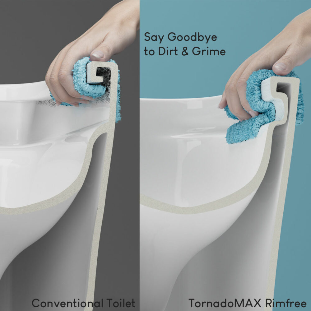 ARUVO™ VortekCLEAN® Rimfree Besso T4 BTW Toilet Suite | Gloss White - Image 6