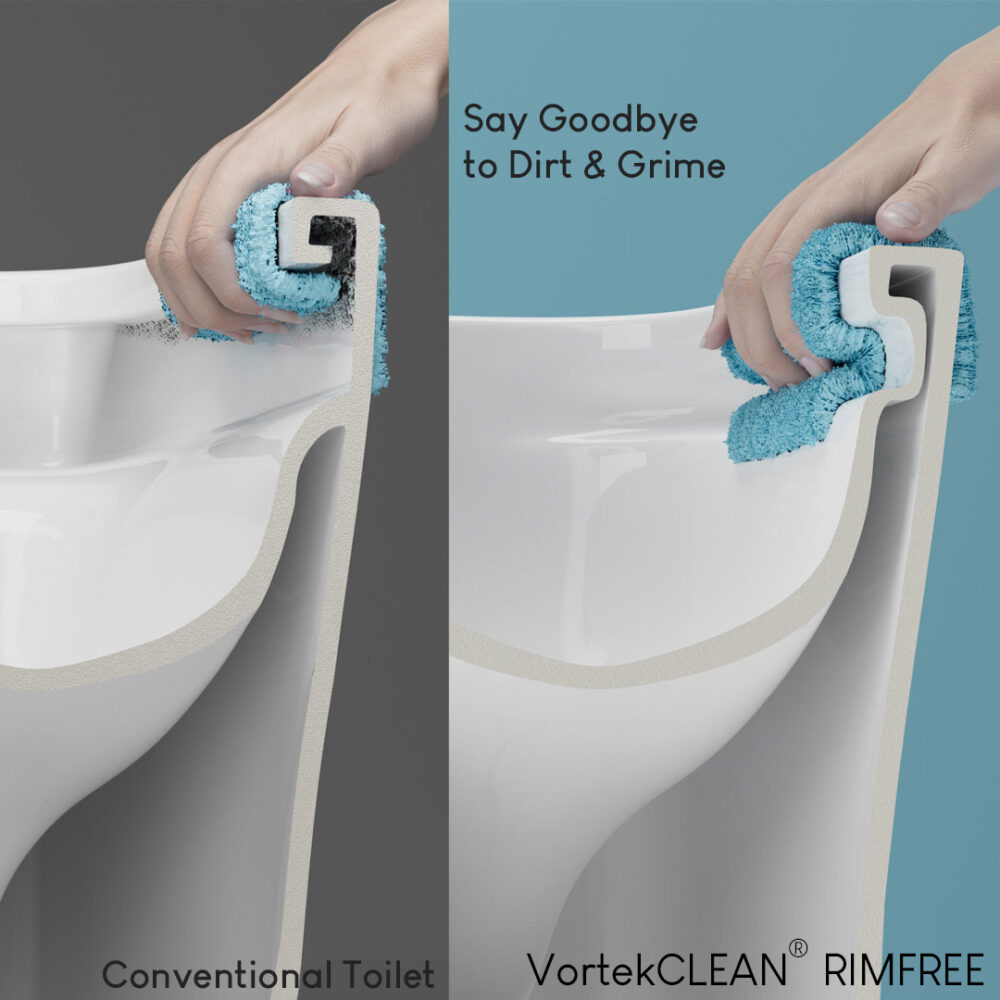 ARUVO™ VortekCLEAN® Rimfree Duron T1 BTW Toilet Suite | Gloss White - Image 4