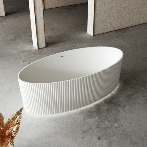 ARUVO™ FLUTE OVAL Acrylic Freestanding Bath L1700mm | Matte White