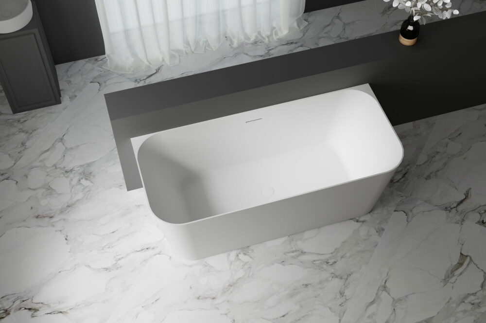 ARUVO™ SKAGEN EDGE Back to Wall Acrylic Freestanding Bath | Finish Options