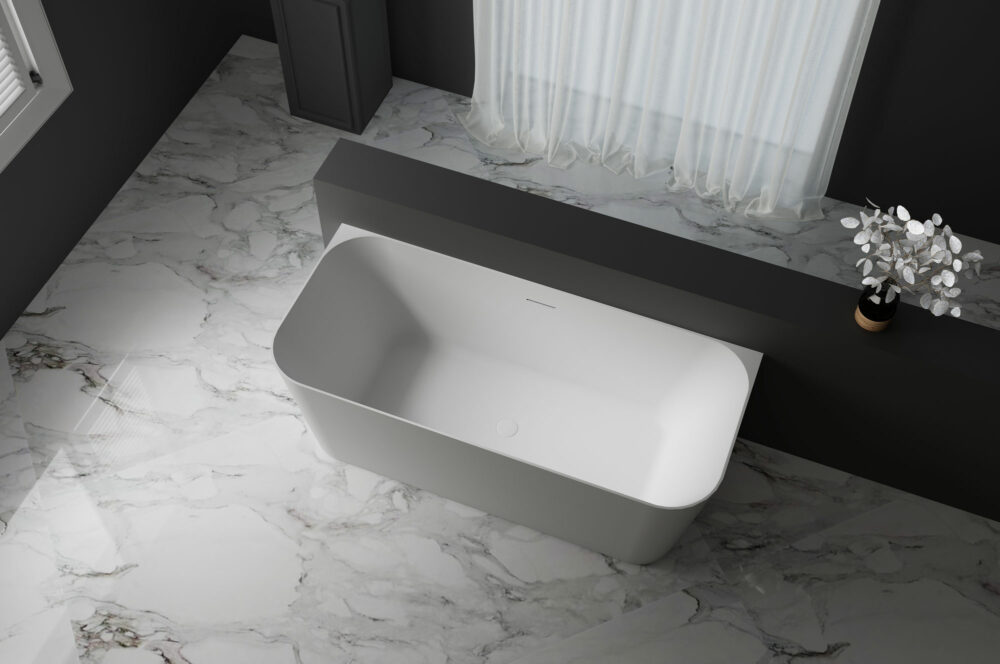 ARUVO™ SKAGEN EDGE Back to Wall Acrylic Freestanding Bath | Finish Options - Image 3