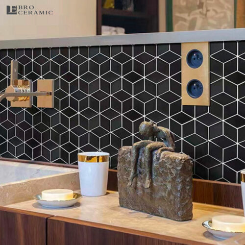 Cube Matt Black Mosaic Sheet 300x260 | 3D4804