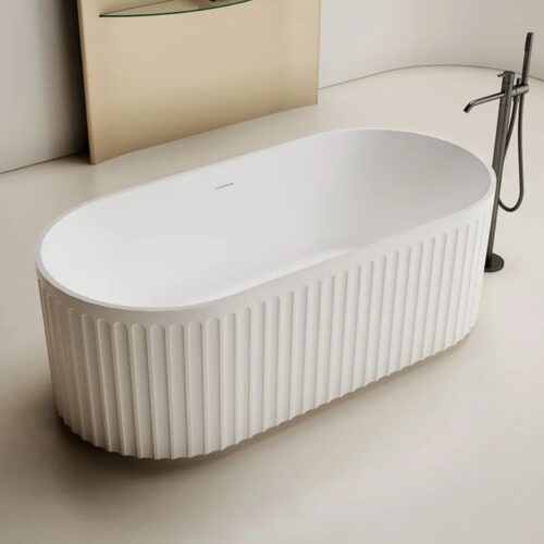 ARUVO™ ENKØ Composite Stone Freestanding Bath L1700mm | Matte White