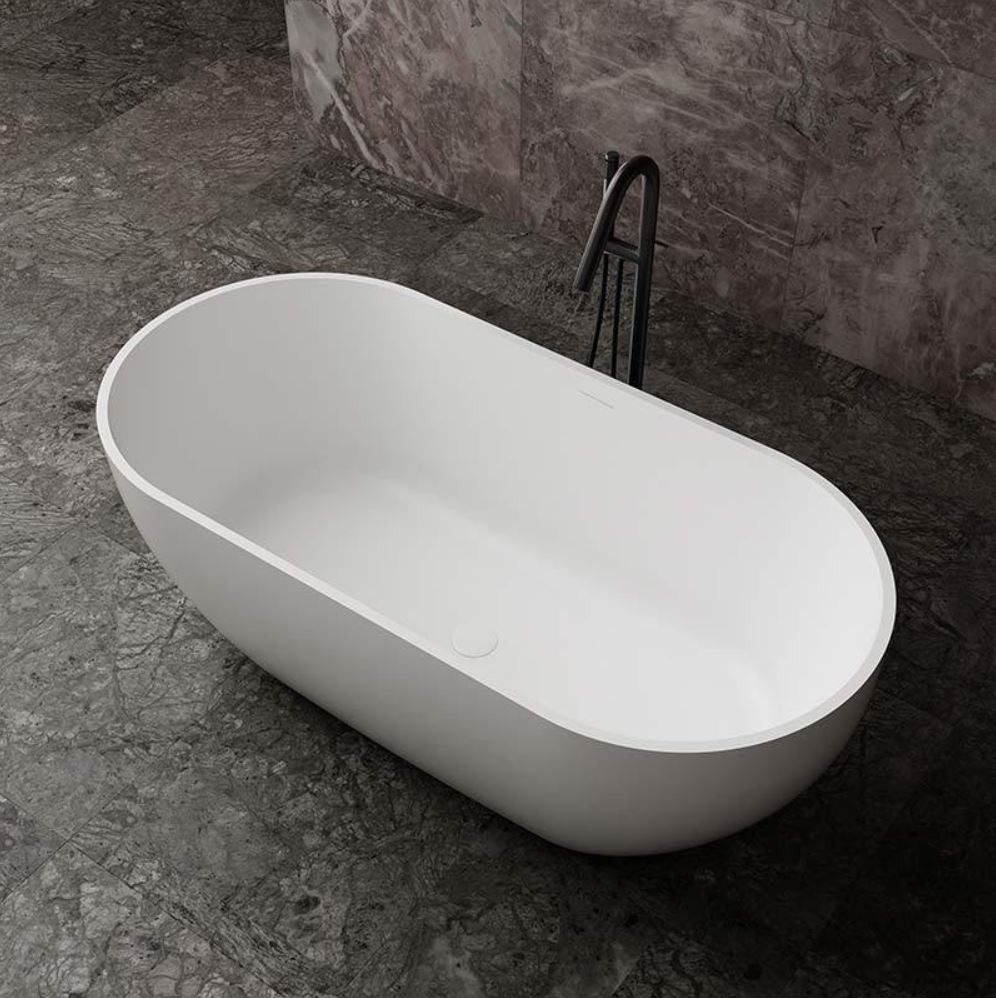 ARUVO™ TONKA Composite Stone Freestanding Bath L1700mm | Matte White - Image 2
