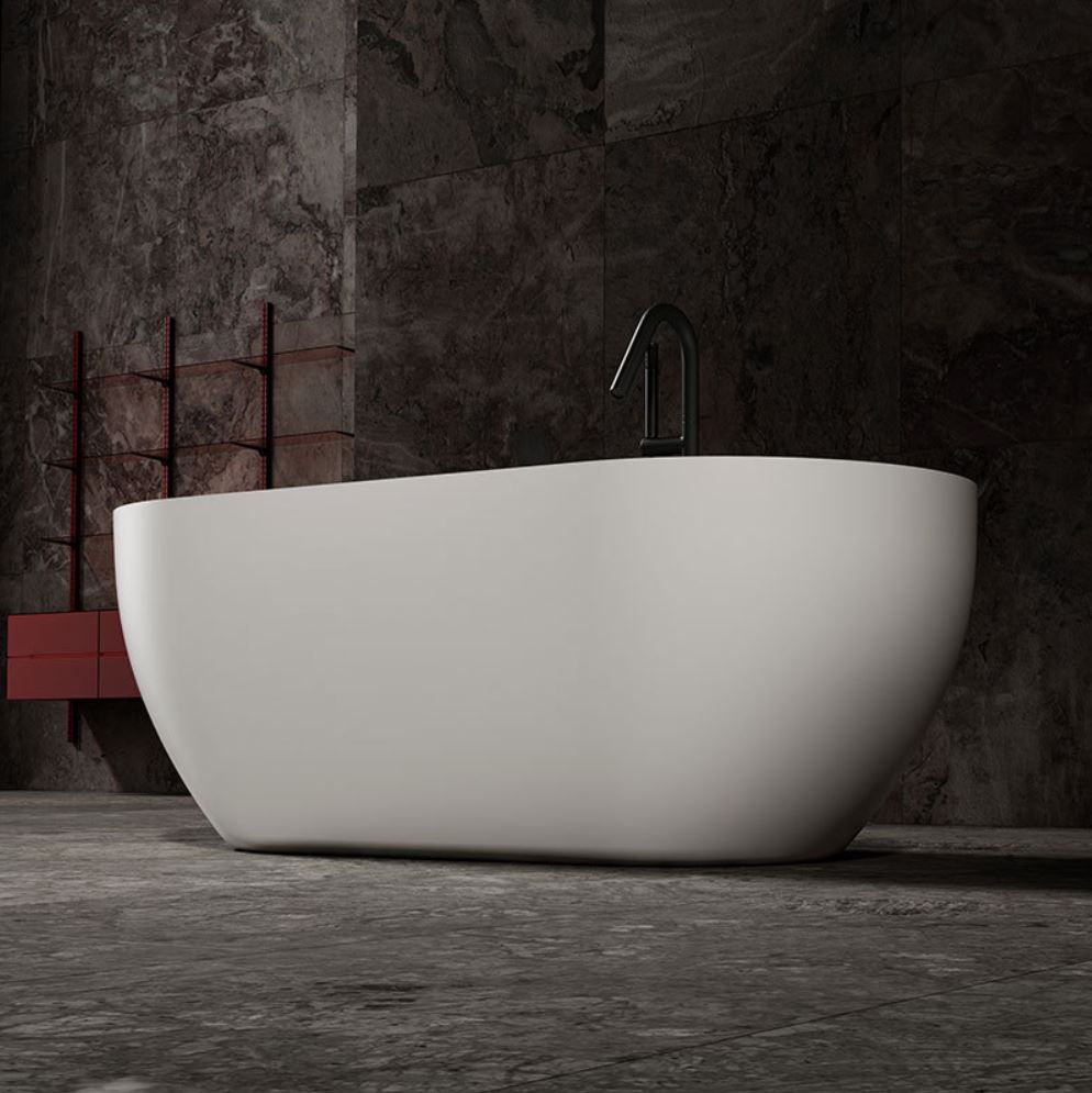 ARUVO™ TONKA Composite Stone Freestanding Bath L1700mm | Matte White - Image 5