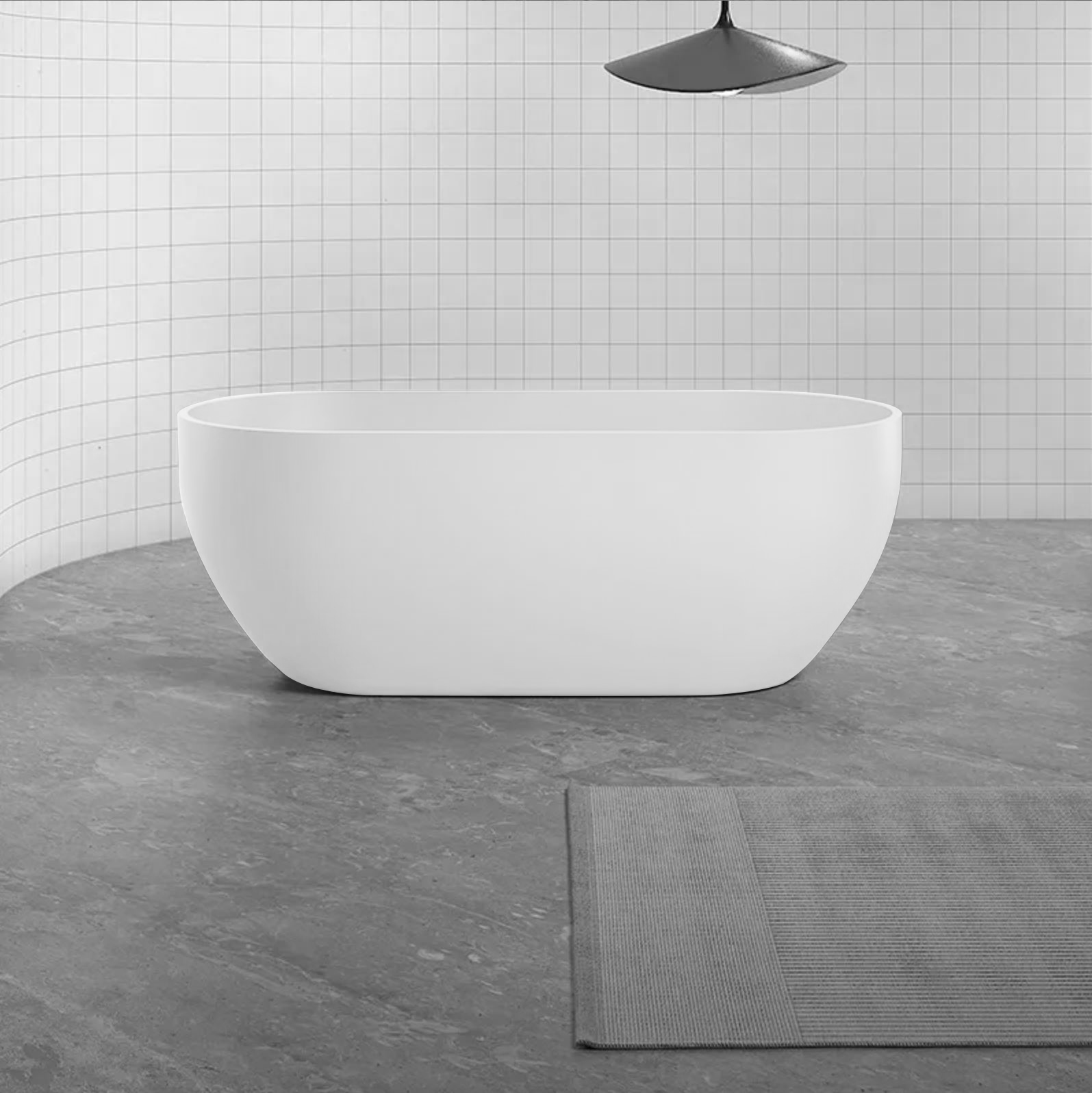 ARUVO™ TONKA Composite Stone Freestanding Bath L1700mm | Matte White - Image 6