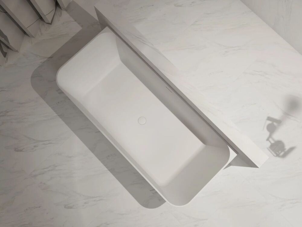 ARUVO™ SILO Composite Stone Freestanding Bath L1700mm | Matte White - Image 5