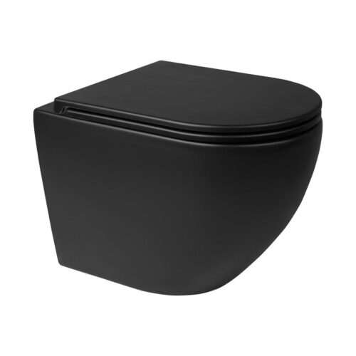 ARUVO™ VortekCLEAN® In-Wall Floor Mount Rimfree Flo T2i Toilet Pan | Matte Black