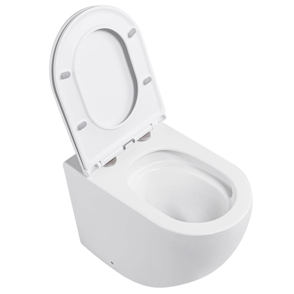 ARUVO® In-Wall Floor Mount RimFree FLO T2i Toilet Gloss White + VERO INWALL CISTERN + FACE PLATE - Image 2