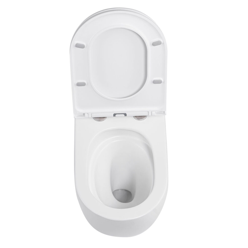 ARUVO™ VortekCLEAN® In-Wall Floor Mount Rimfree Flo T2i Toilet Pan | Gloss White - Image 5