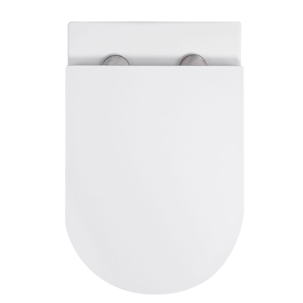 ARUVO® In-Wall Floor Mount RimFree FLO T2i Toilet Gloss White + VERO INWALL CISTERN + FACE PLATE - Image 4