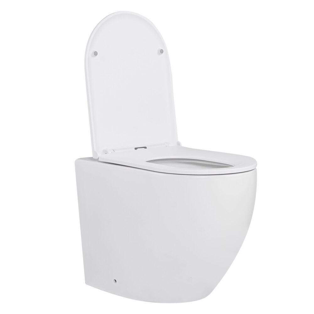 ARUVO® In-Wall Floor Mount RimFree FLO T2i Toilet Gloss White + VERO INWALL CISTERN + FACE PLATE - Image 3