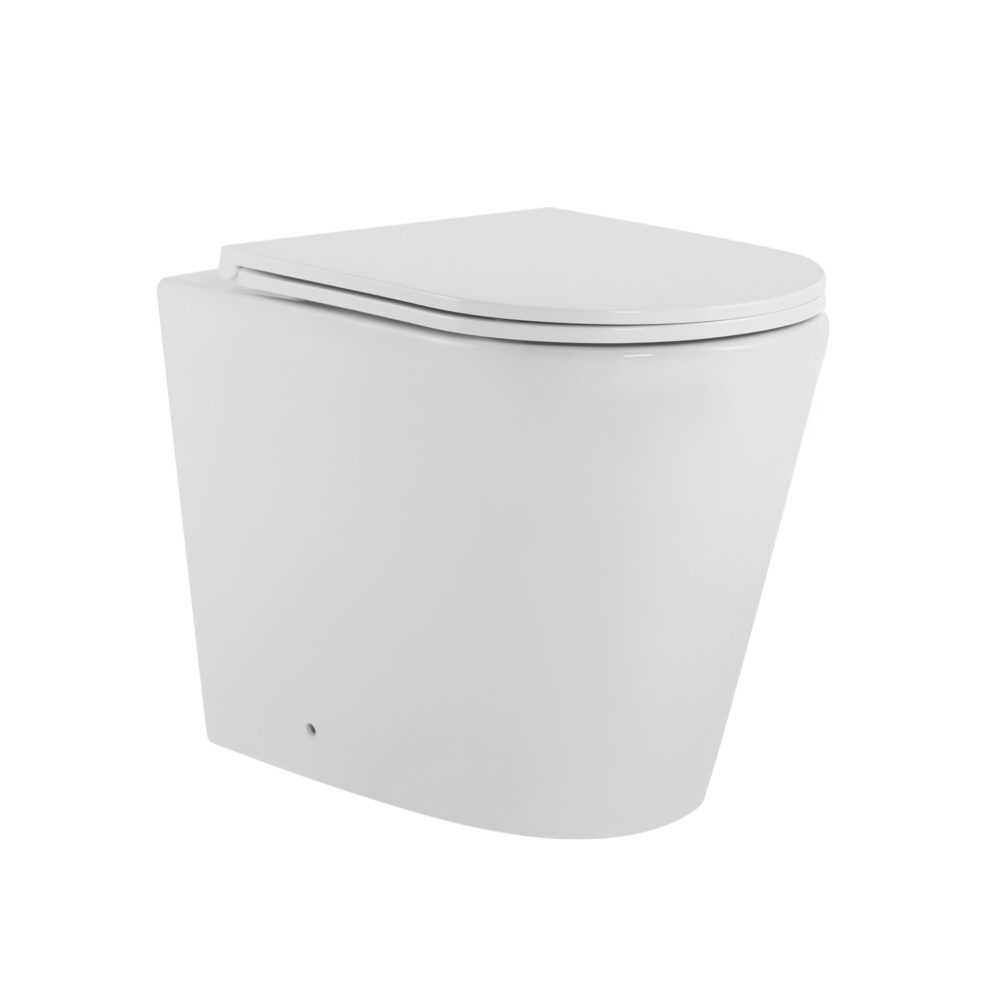 ARUVO® In-Wall Floor Mount RimFree Aeron X1i Toilet Matt White + VERO INWALL CISTERN + FACE PLATE - Image 2