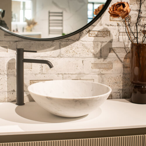 ARUVO® VOLA Natural Stone Countertop Basin | Carrara Biano