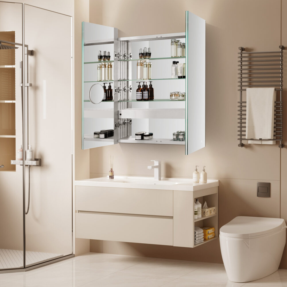 ARUVO® ELEVATE Rectangle Mirror Cabinet w/ LED & Demister | 900mm - Image 11