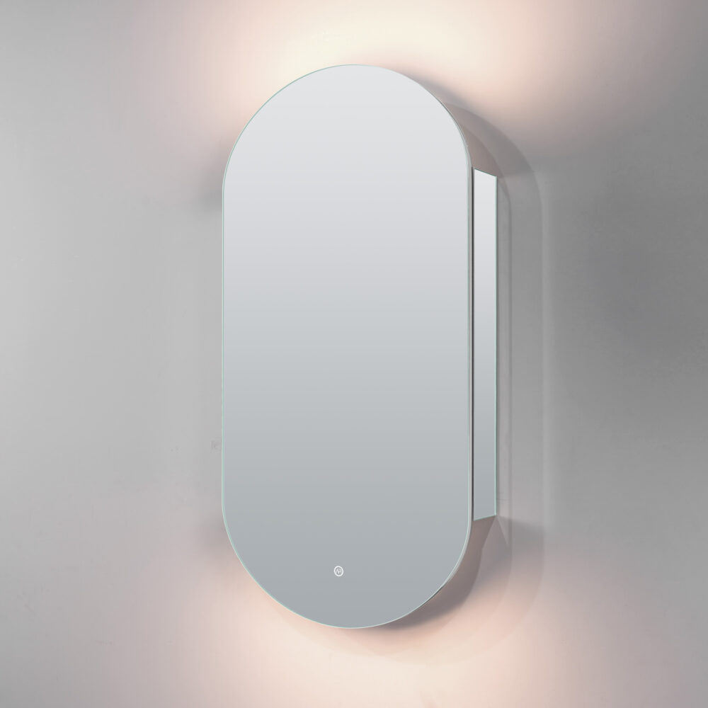 ARUVO® REFLECTA Mirror Cabinet w/ LED & Demister | Oval - Image 2
