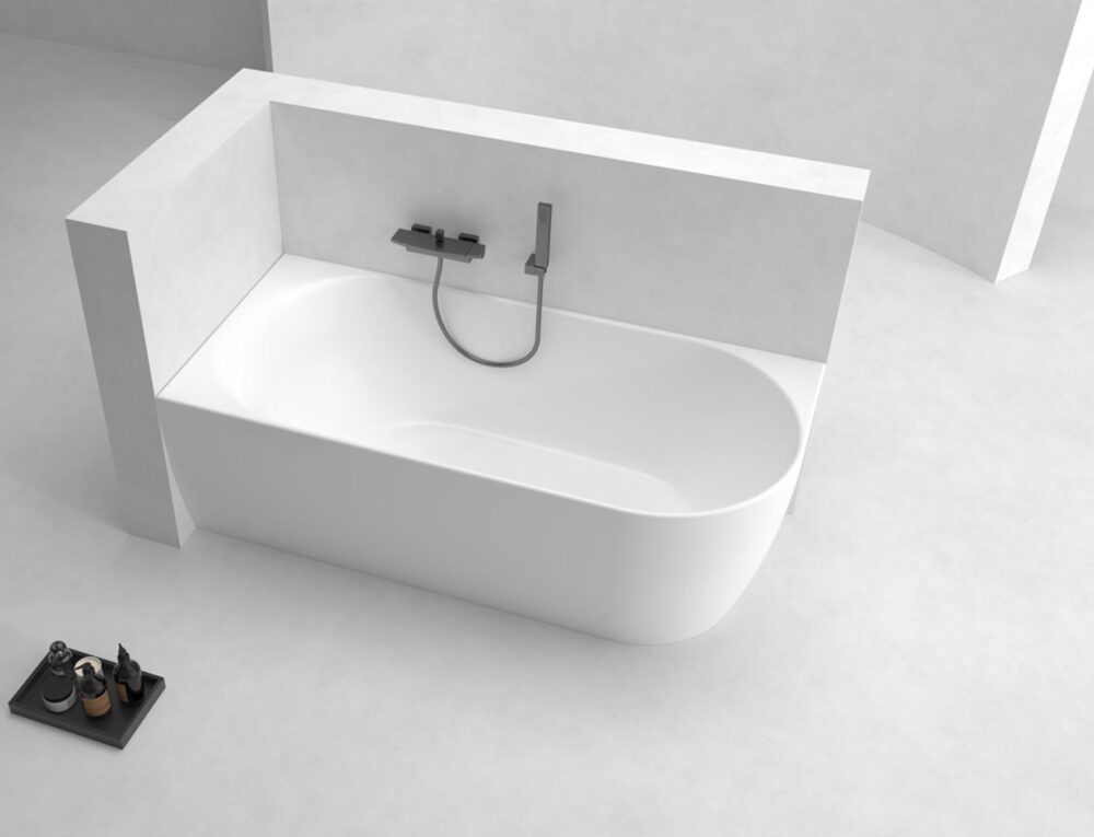 ARUVO™ ORO Back to Left Corner Acrylic Freestanding Bath L1500mm | Gloss White