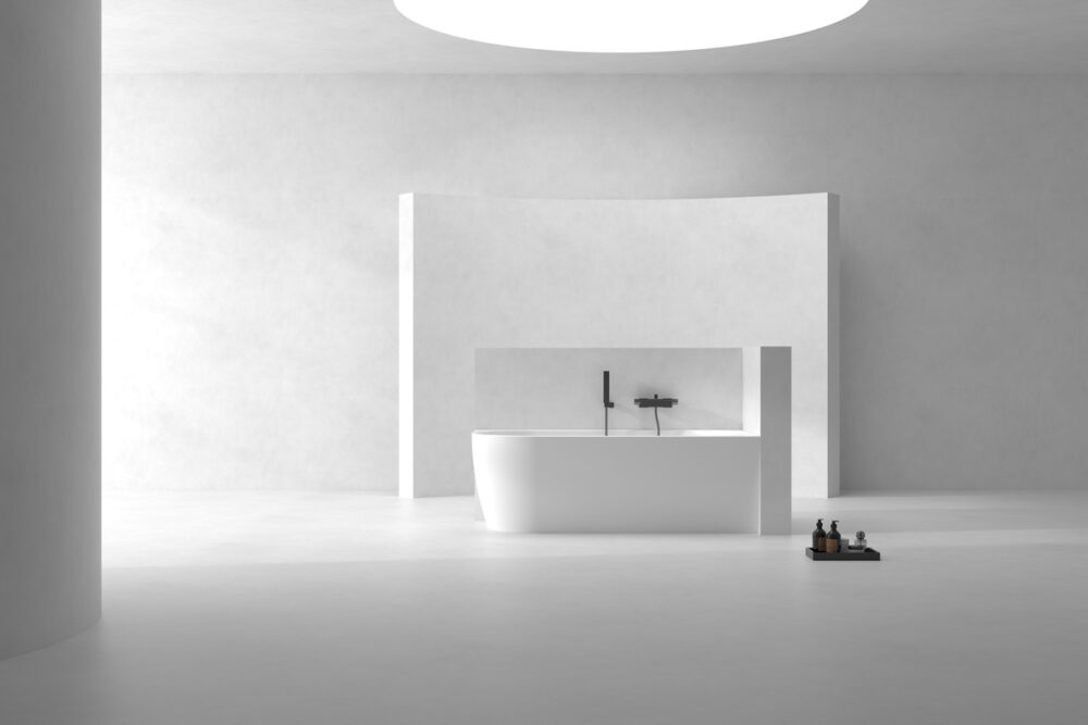 ARUVO™ ORO Back to Right Corner Acrylic Freestanding Bath L1500mm | Matte White - Image 2
