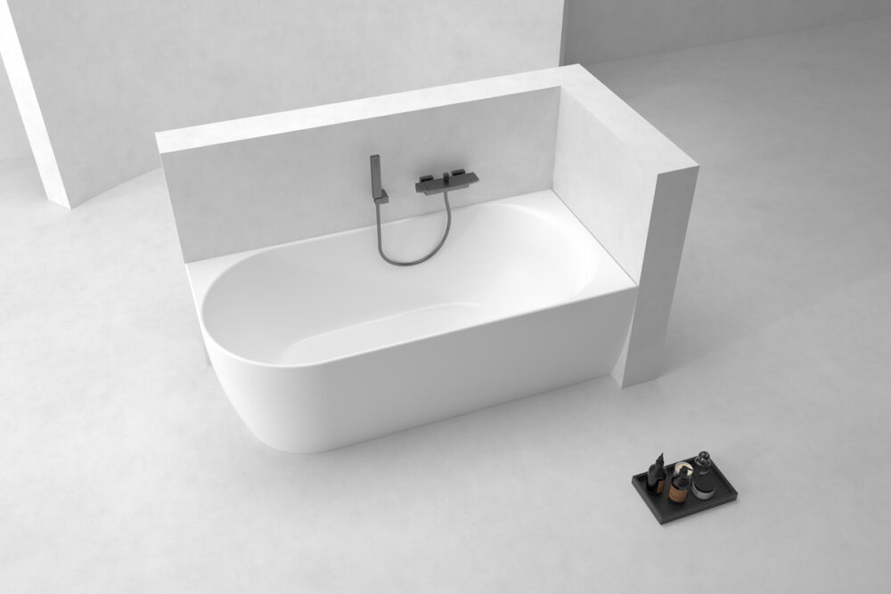 ARUVO™ ORO Back to Right Corner Acrylic Freestanding Bath L1500mm | Matte White - Image 3