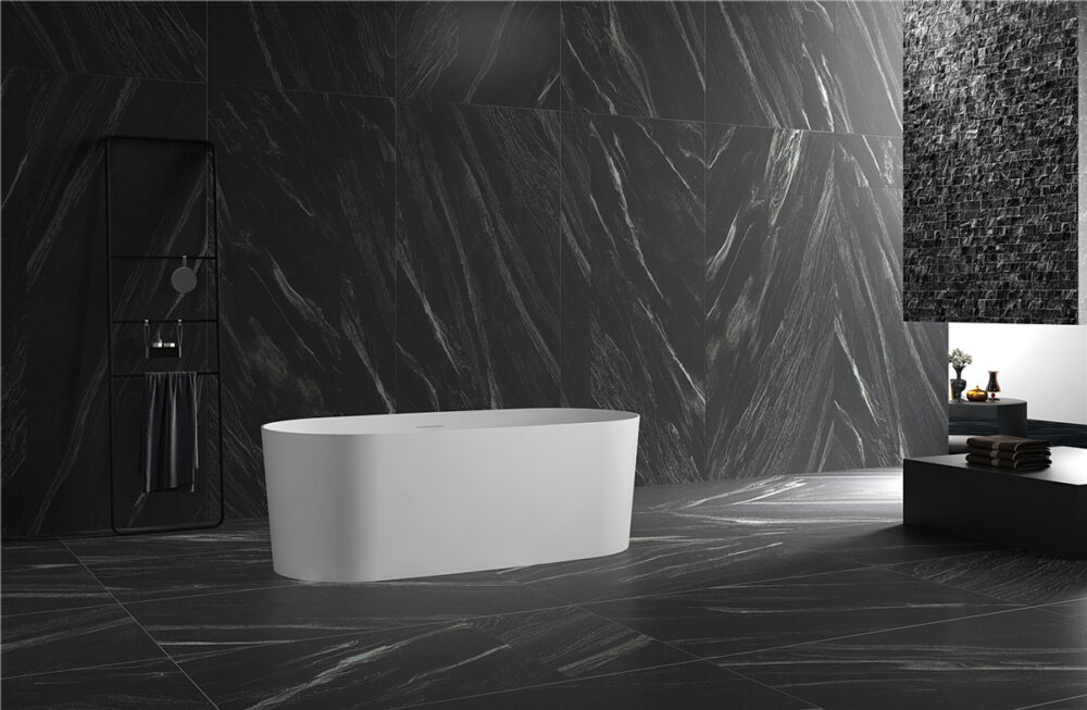 ARUVO™ AURA Acrylic Freestanding Bath L1700mm | Gloss White - Image 3